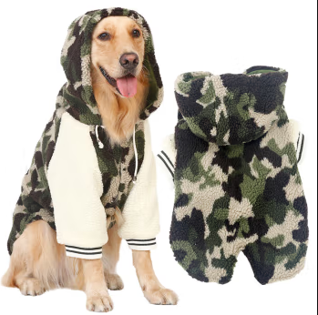 橙央宠物狗狗衣服秋冬装保暖加厚加绒衣服迷彩中大型犬狗服装过年服饰