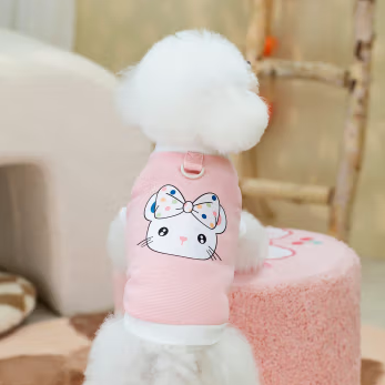 布丁喵喵 宠物衣服粉色款M码(4-6斤内)小型犬博美约克夏狗狗马甲猫咪背心